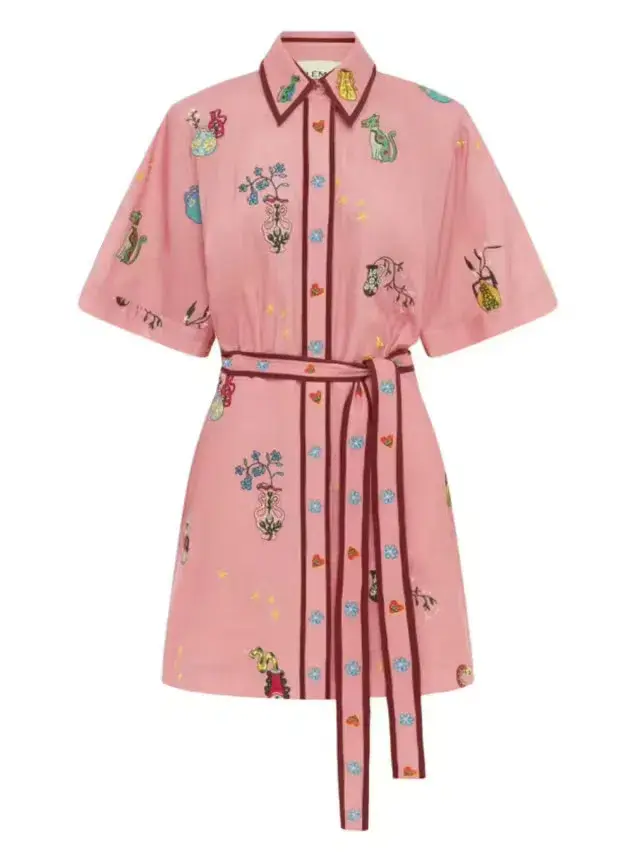 Alemais Timmy Embroidered Mini Dress Pink Size 10 AU - Image 5