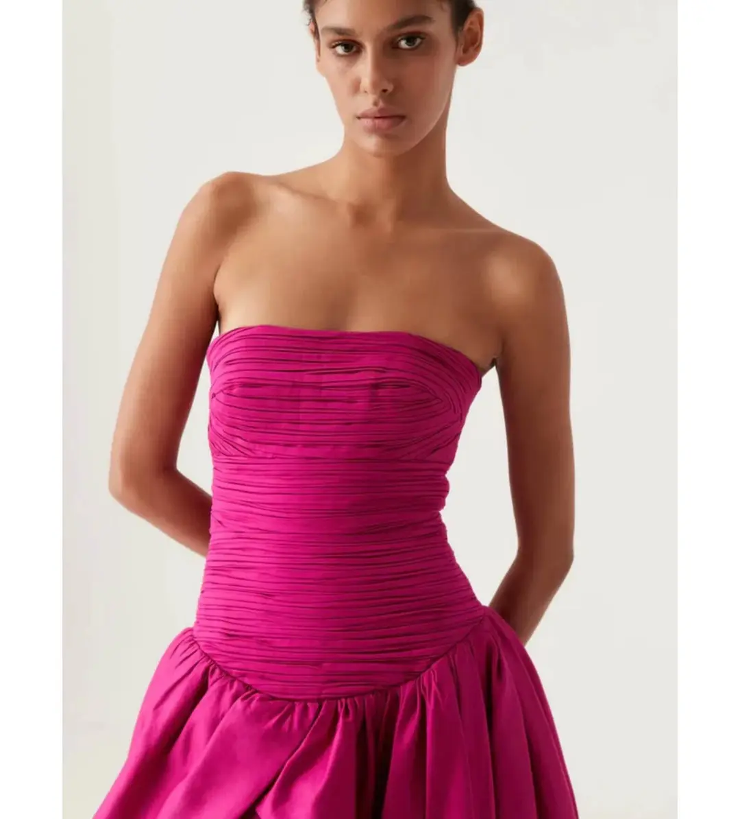 Aje Violette Bubble Hem Maxi Dress Deep Magenta; size 8 for rent on The Volte - main image