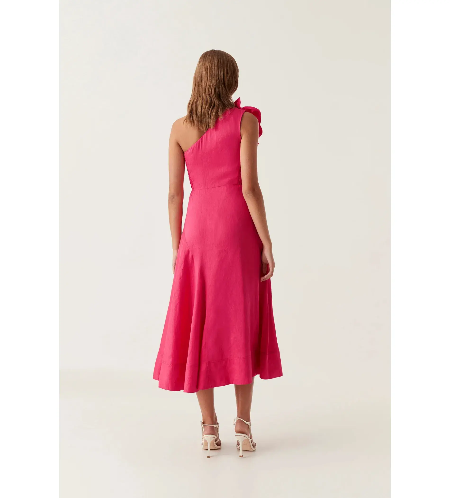 Aje Adelia Ruffle Midi Dress in Bougainvillea Red Size XL / AU 10  - Image 3