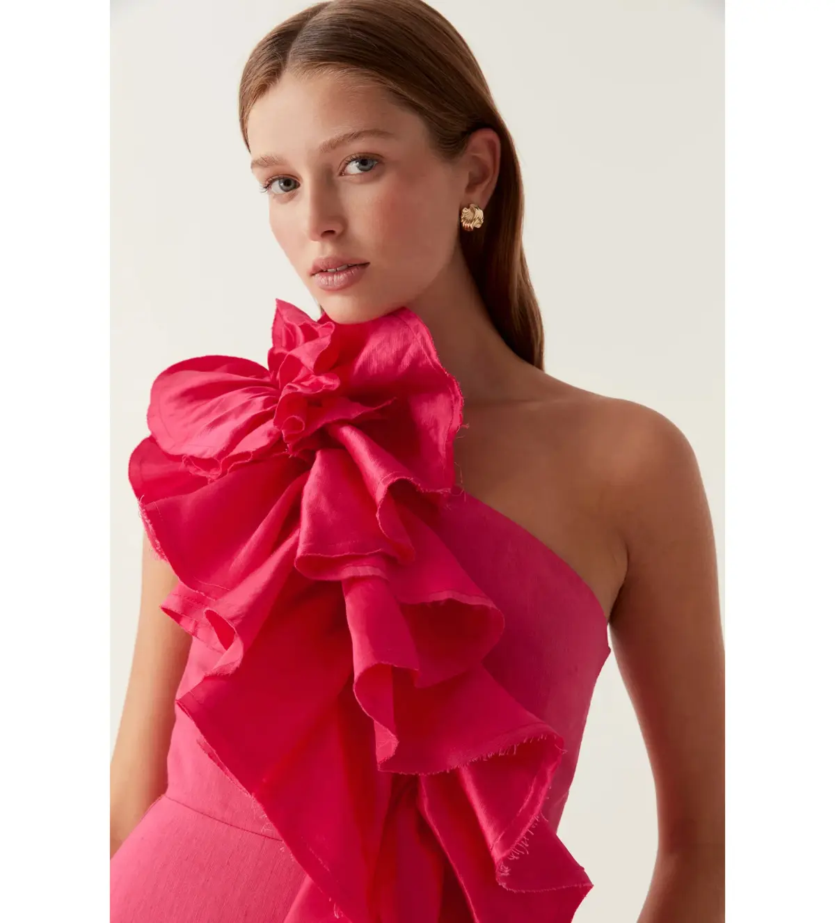 Aje Adelia Ruffle Midi Dress in Bougainvillea Red Size XL / AU 10  - Image 4