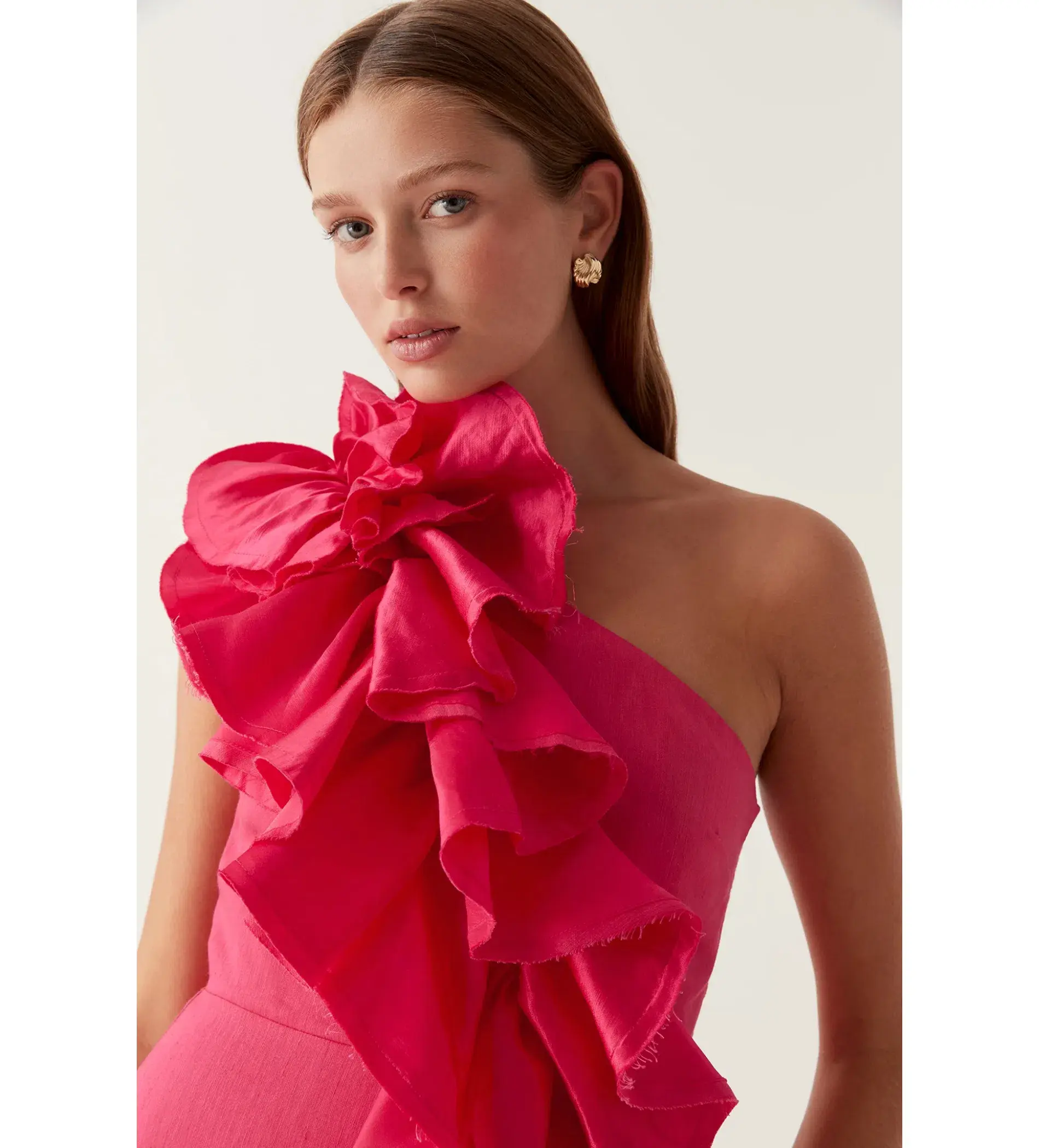 Aje Adelia Ruffle Midi Dress in Bougainvillea Red Size XL / AU 10  - Image 4