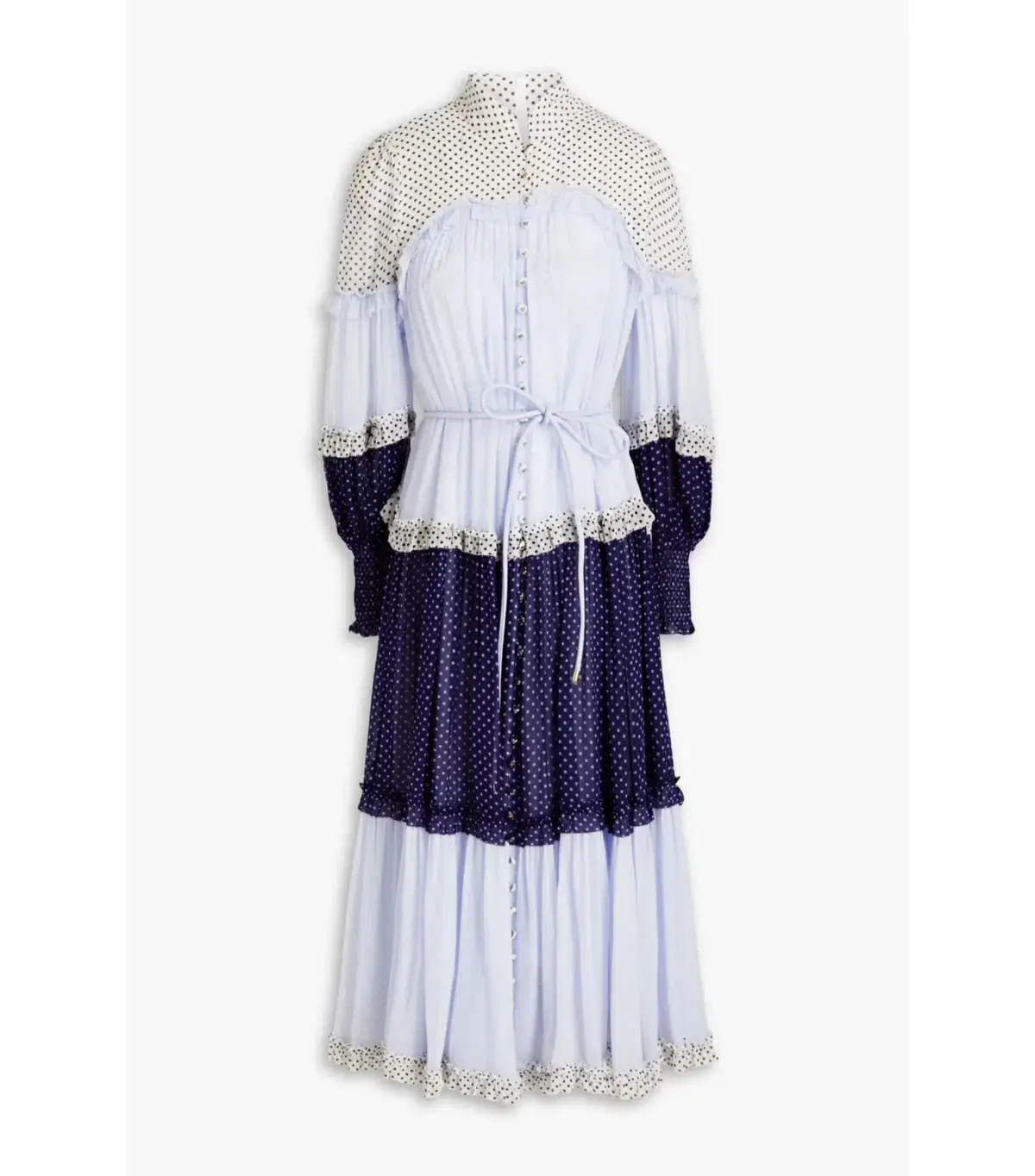 Zimmermann Ruffled Patchwork Crepon Midi Shirt Dress Multi Size 0 / AU 8 - Image 3
