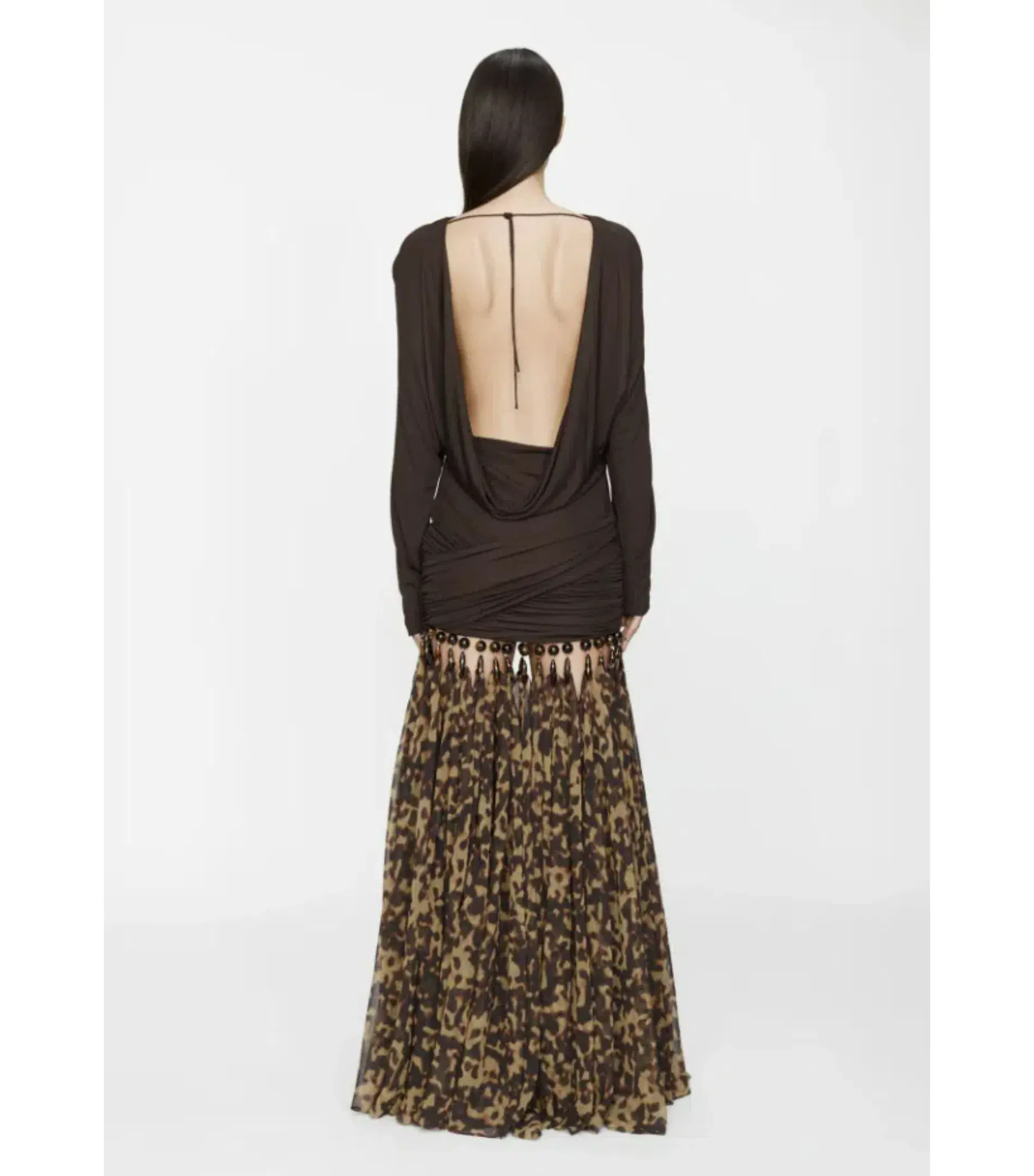 Christopher Esber Tortoiseshell Droplet Jersey Maxi Gown in Espresso Tortoiseshell Size AU 6 - Image 2
