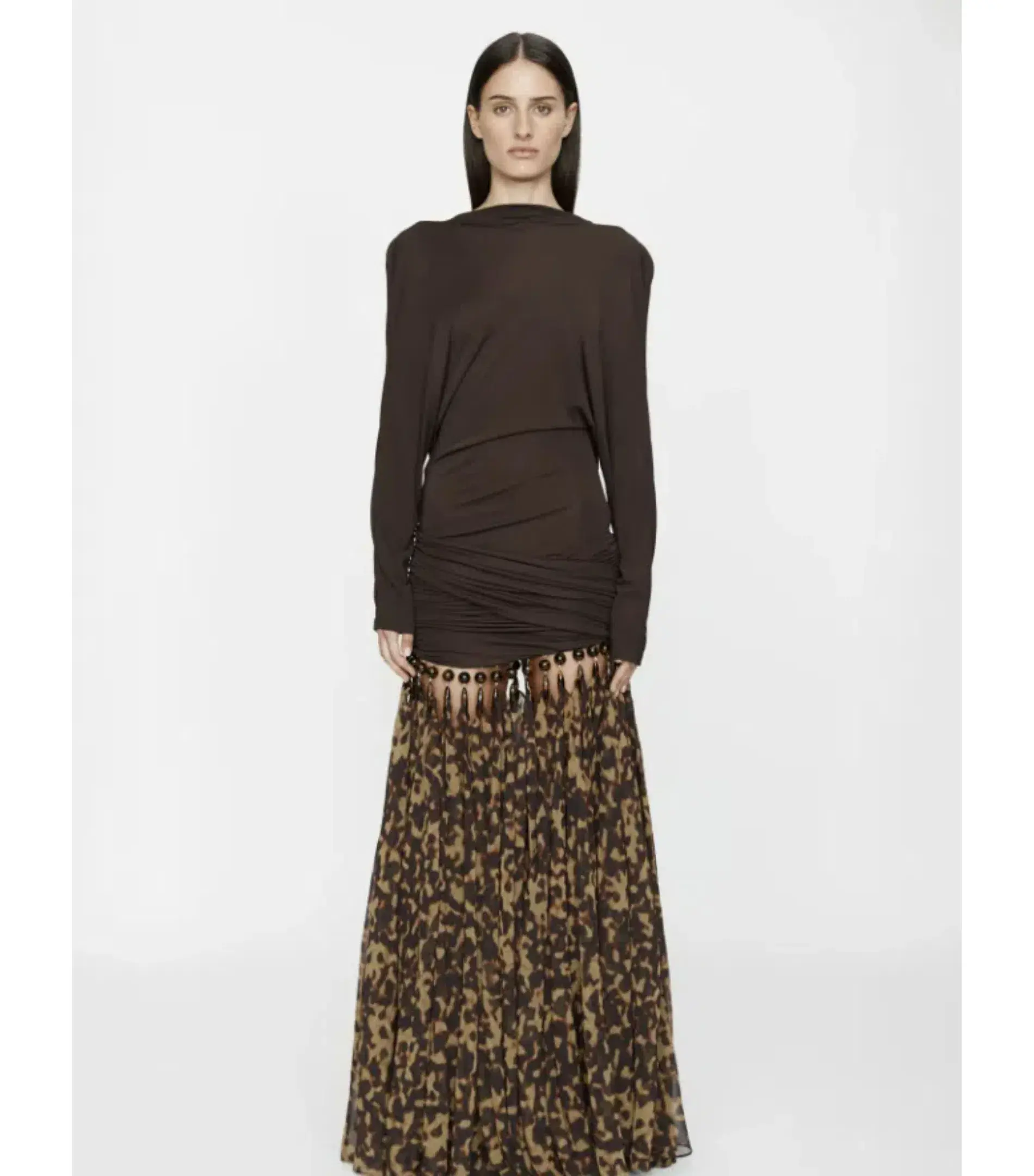 Christopher Esber Tortoiseshell Droplet Jersey Maxi Gown in Espresso Tortoiseshell Size AU 8 - Image 1