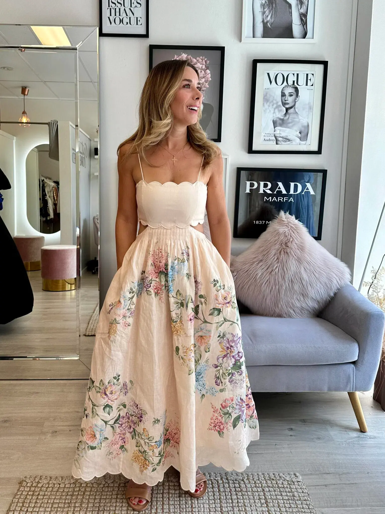 Zimmermann Halliday Scalloped Midi Dress Size 12 - Image 1
