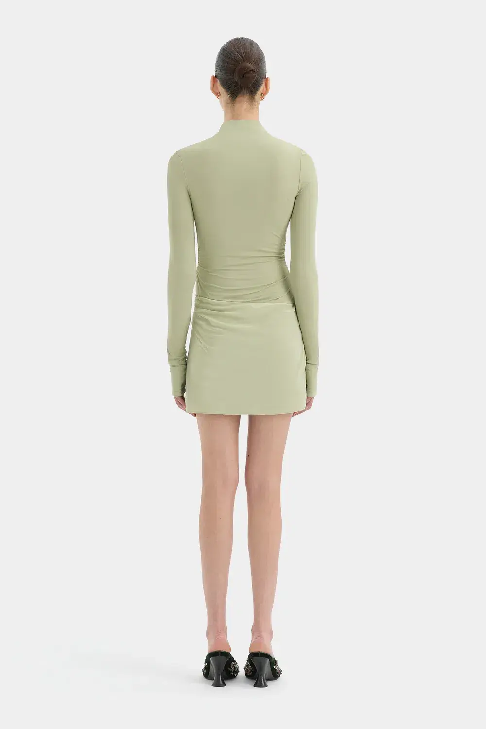 Sir the Label Milesi Drape Mini Dress Moss Size 1/Au 8 - Image 2