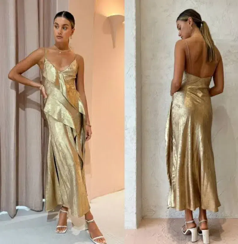 Acler Queensbridge Dress Gold Size 14 - Image 1