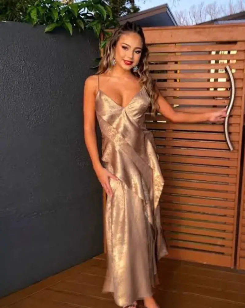 Acler Queensbridge Dress Gold Size 14 - Image 3