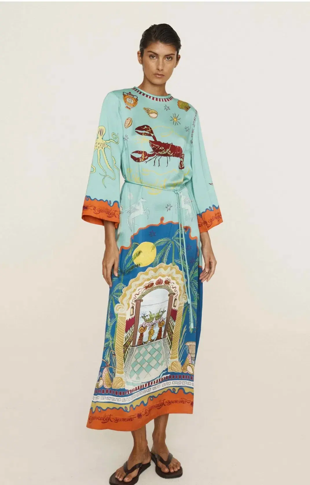 Alemais Surrealist Summer Midi Silk Dres Multi Print Size 16 for rent on The Volte - main image