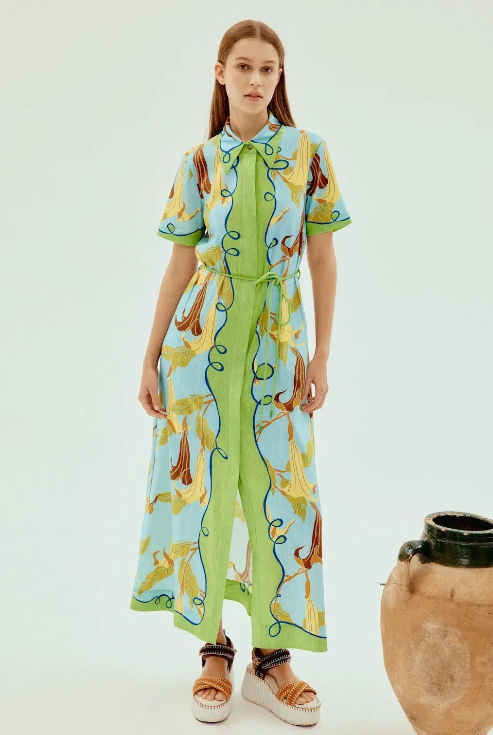 Alemais Rafaela Shirtdress Green Print Size 16 - Image 1