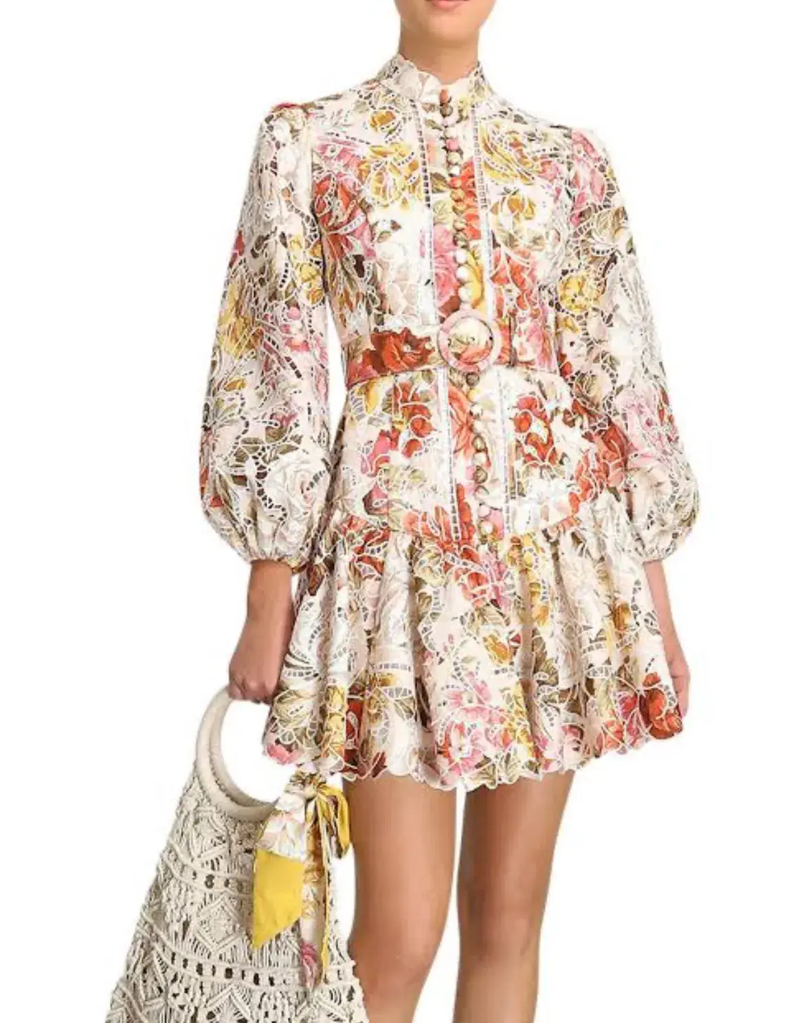 Zimmermann Bonita Embroided Mini Dress Multi Floral Size 1 / AU 10 - Image 3