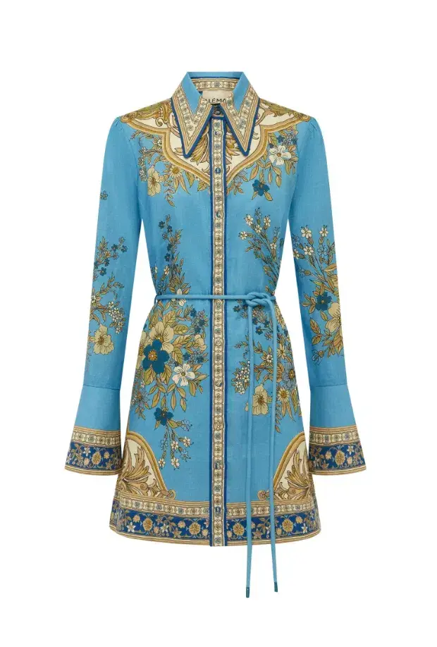 Alemais Cassie Mini Dress Blue Print Size 16 - Image 4