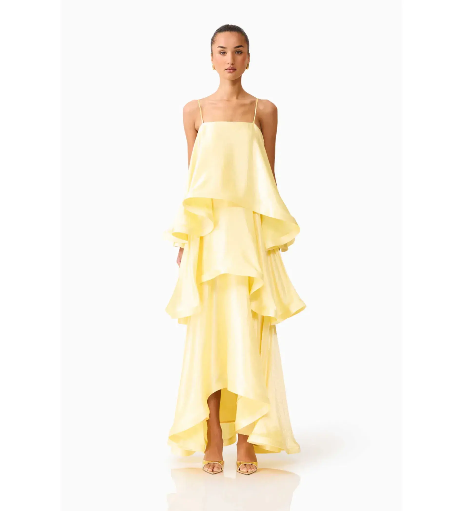 Elliatt Tilly Tiered Maxi Dress Butter Yellow Size M/AU 10 - Image 1