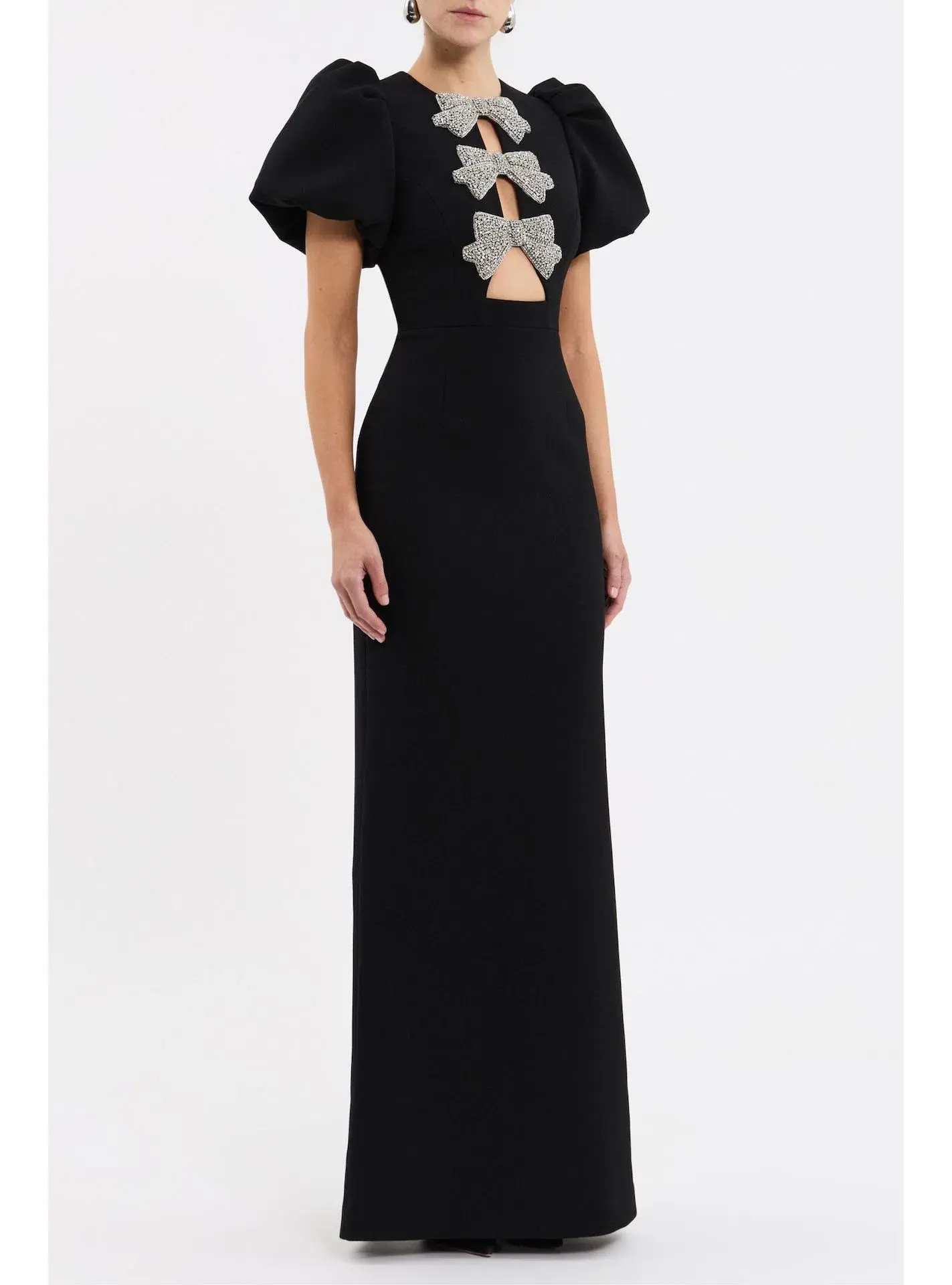 Rebecca Vallance Violetta Puff Sleeve Gown Maxi Black Size 10 - Image 2