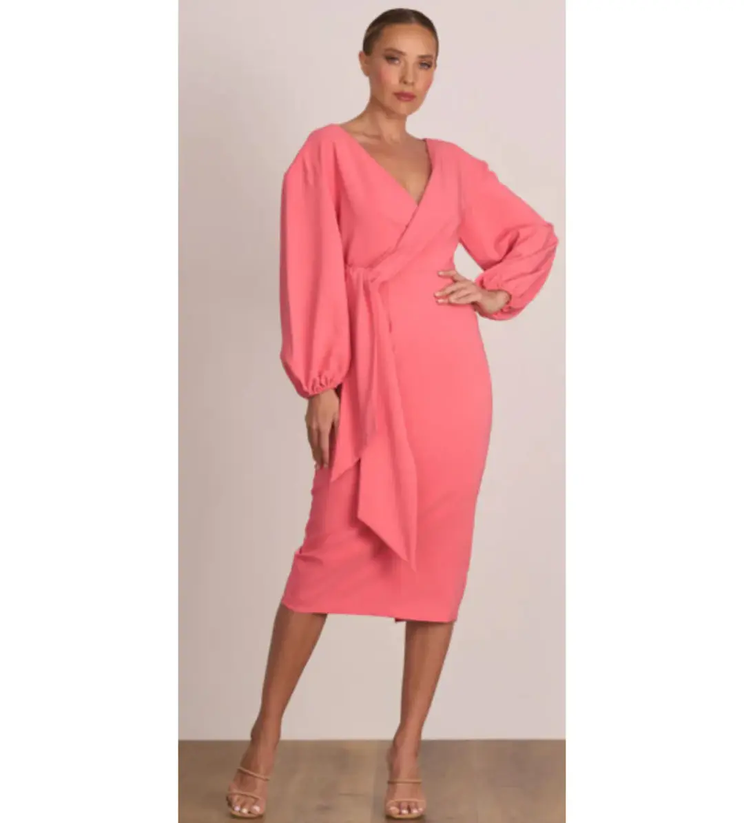 Pasduchas Ace Drape Midi Dress Pink Size 12 for rent on The Volte - main image
