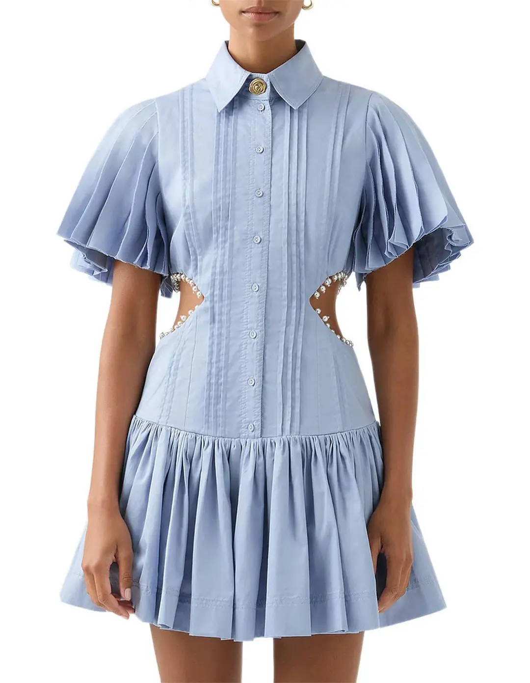 Aje Mythos Pearl Mini Dress Blue Size 8  for rent on The Volte - main image