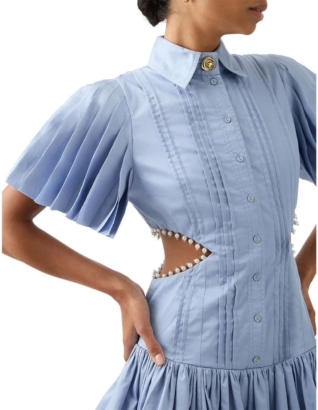 Aje Mythos Pearl Mini Dress Blue Size 8  for rent on The Volte - main image