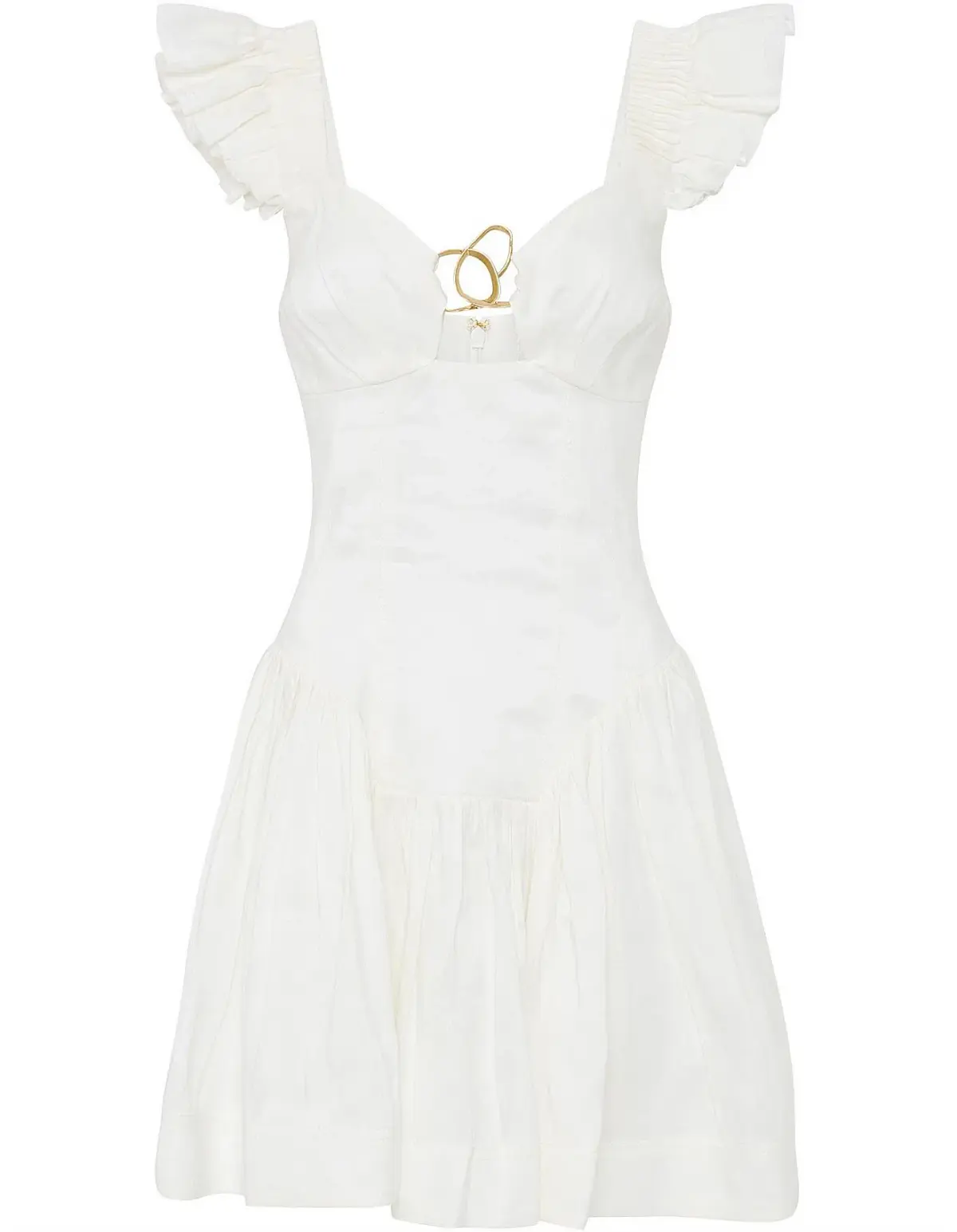 Aje Simone Frill Sleeve Mini Dress White Size 8  - Image 5