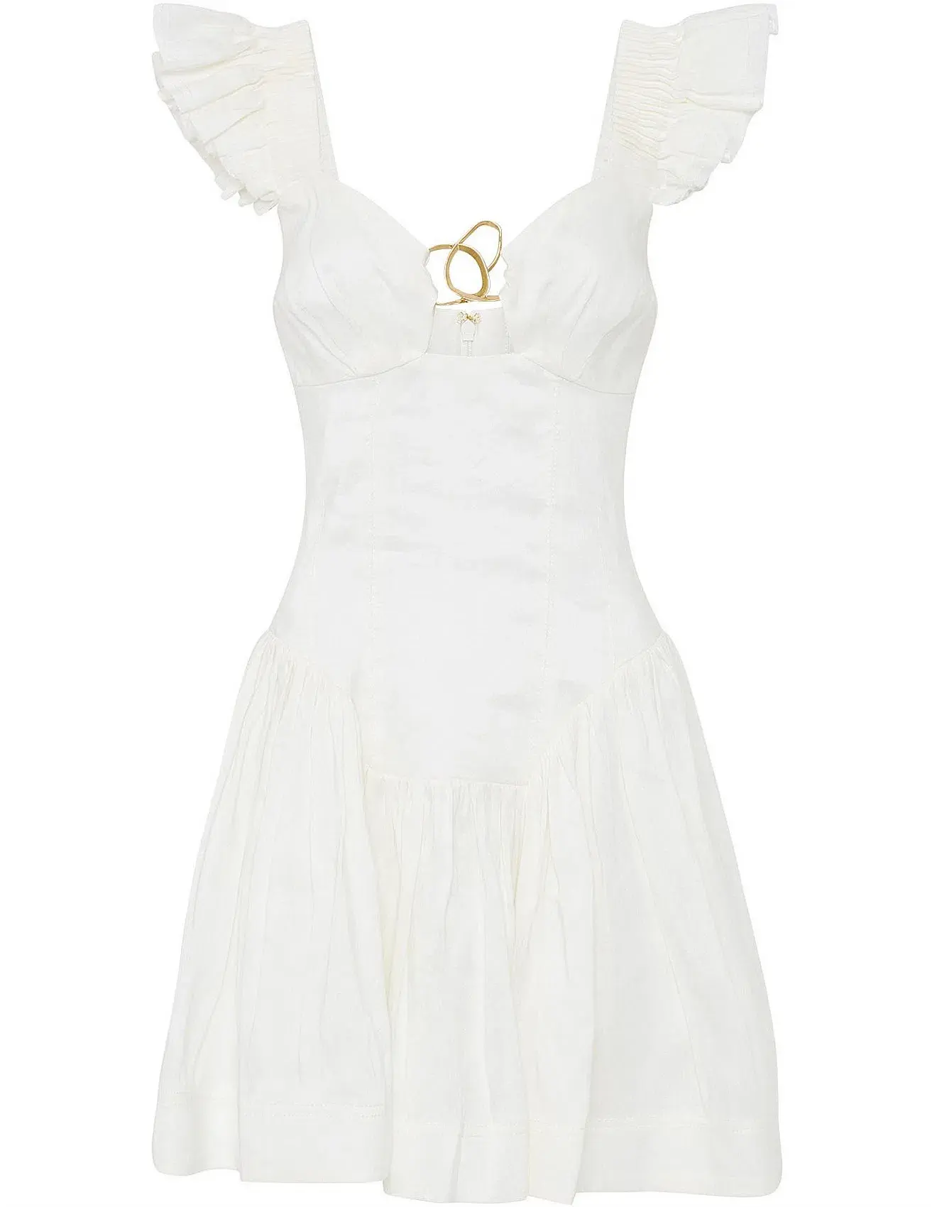 Aje Simone Frill Sleeve Mini Dress White Size 8  - Image 5