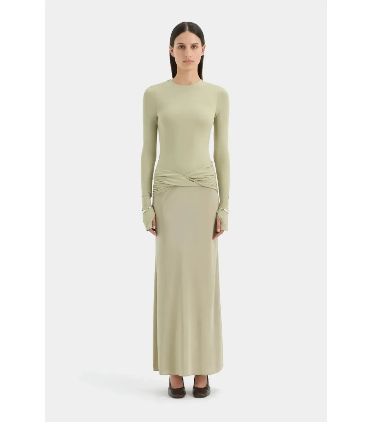Sir the Label Milesi Twist Maxi Gown in Moss Size 3 / AU 12 - Image 1