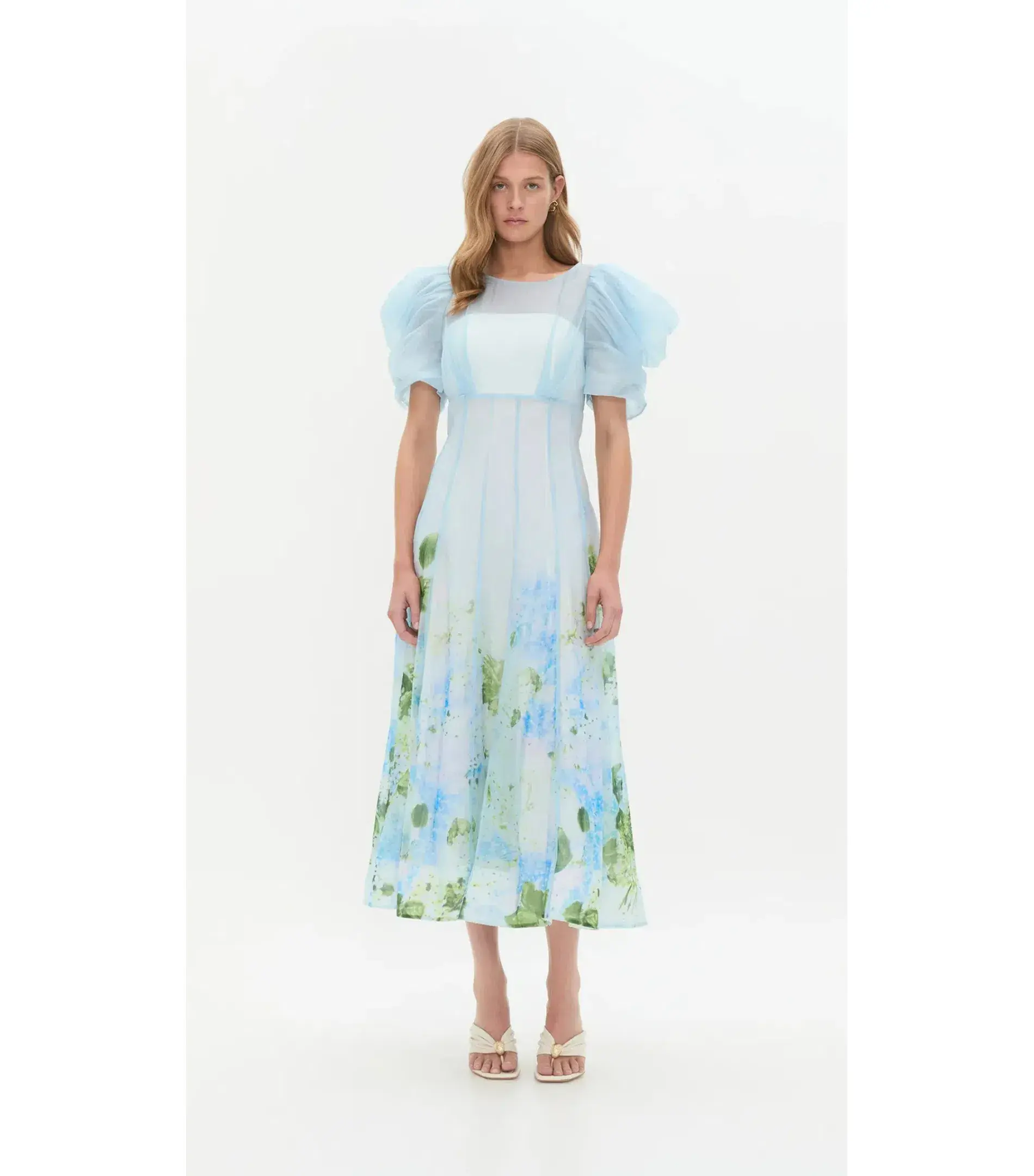 Aje Clementine Midi Dress in Blue Hydrangea Size AU 10 - Image 1