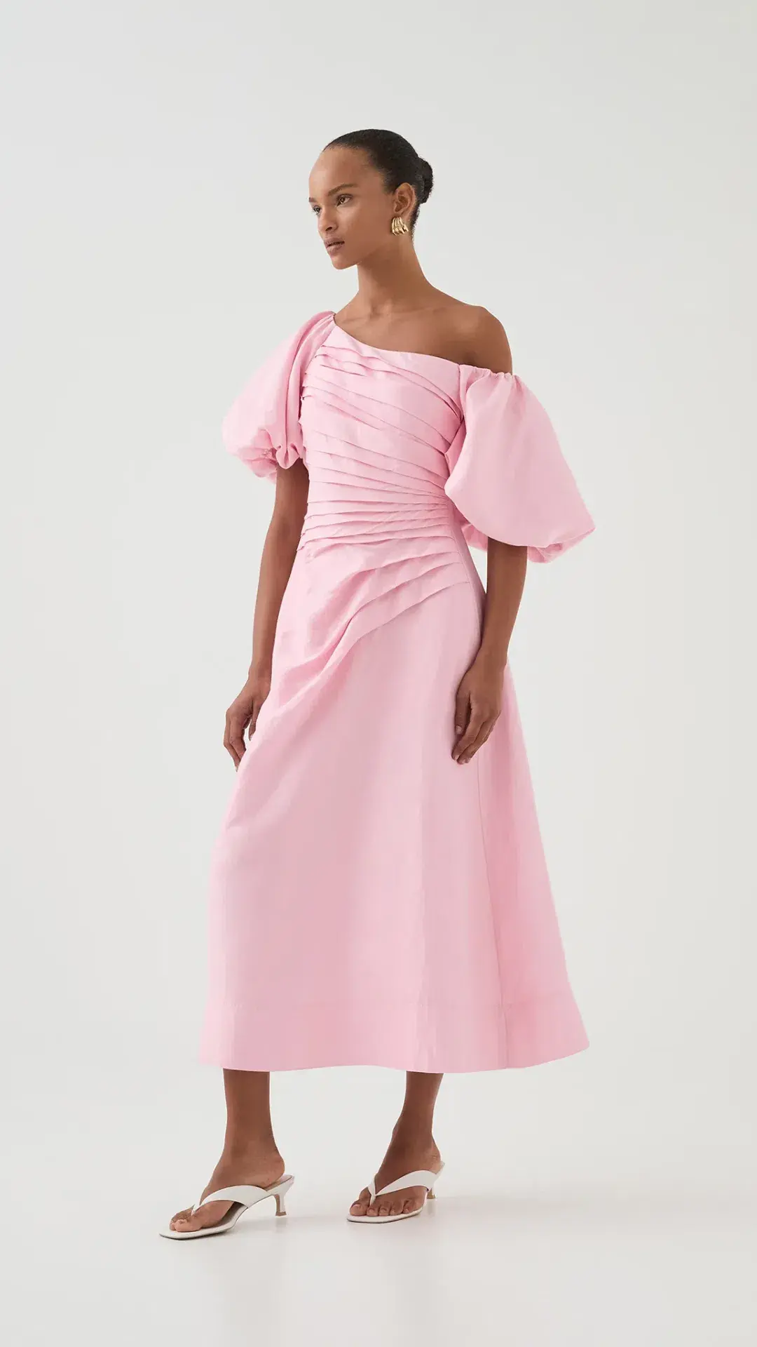 Aje Candence Ruched Midi Dress in Ballet Pink Size 12 - Image 3