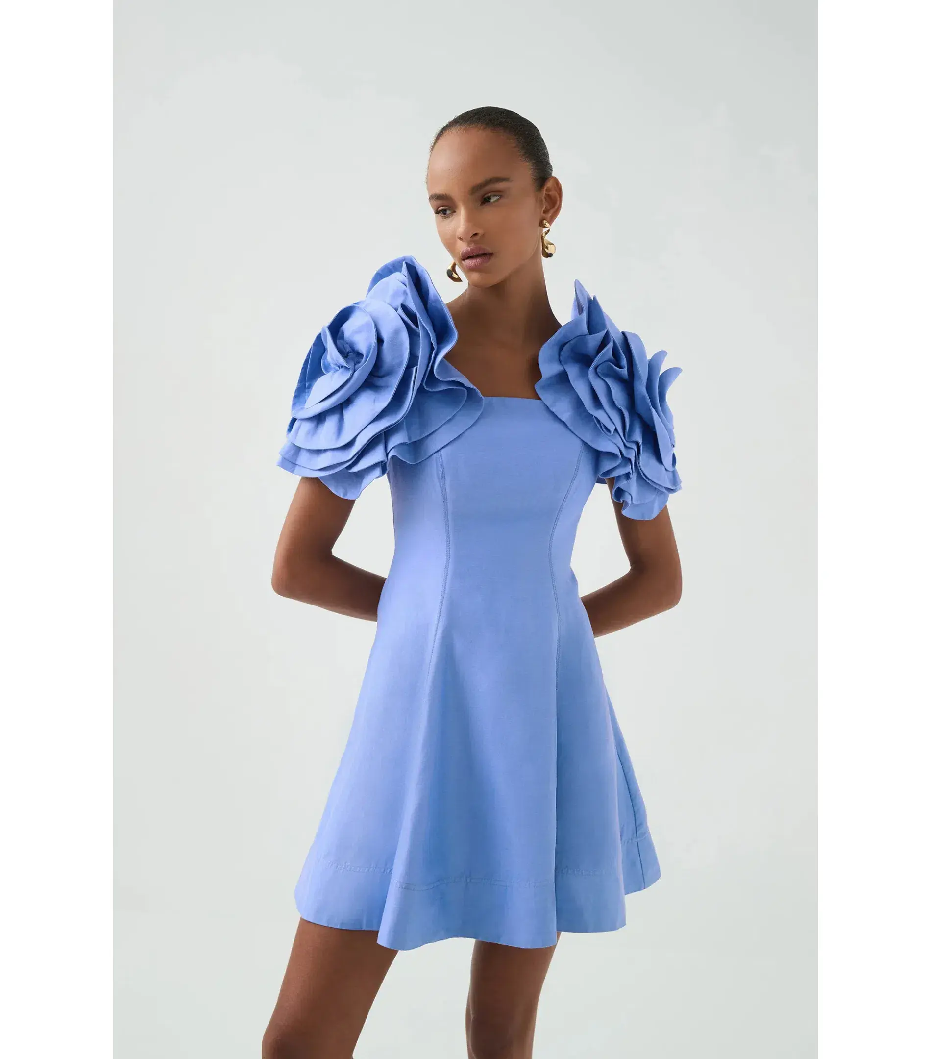 Aje Twyla Mini Dress in Oyster Blue Size AU 8 - Image 3