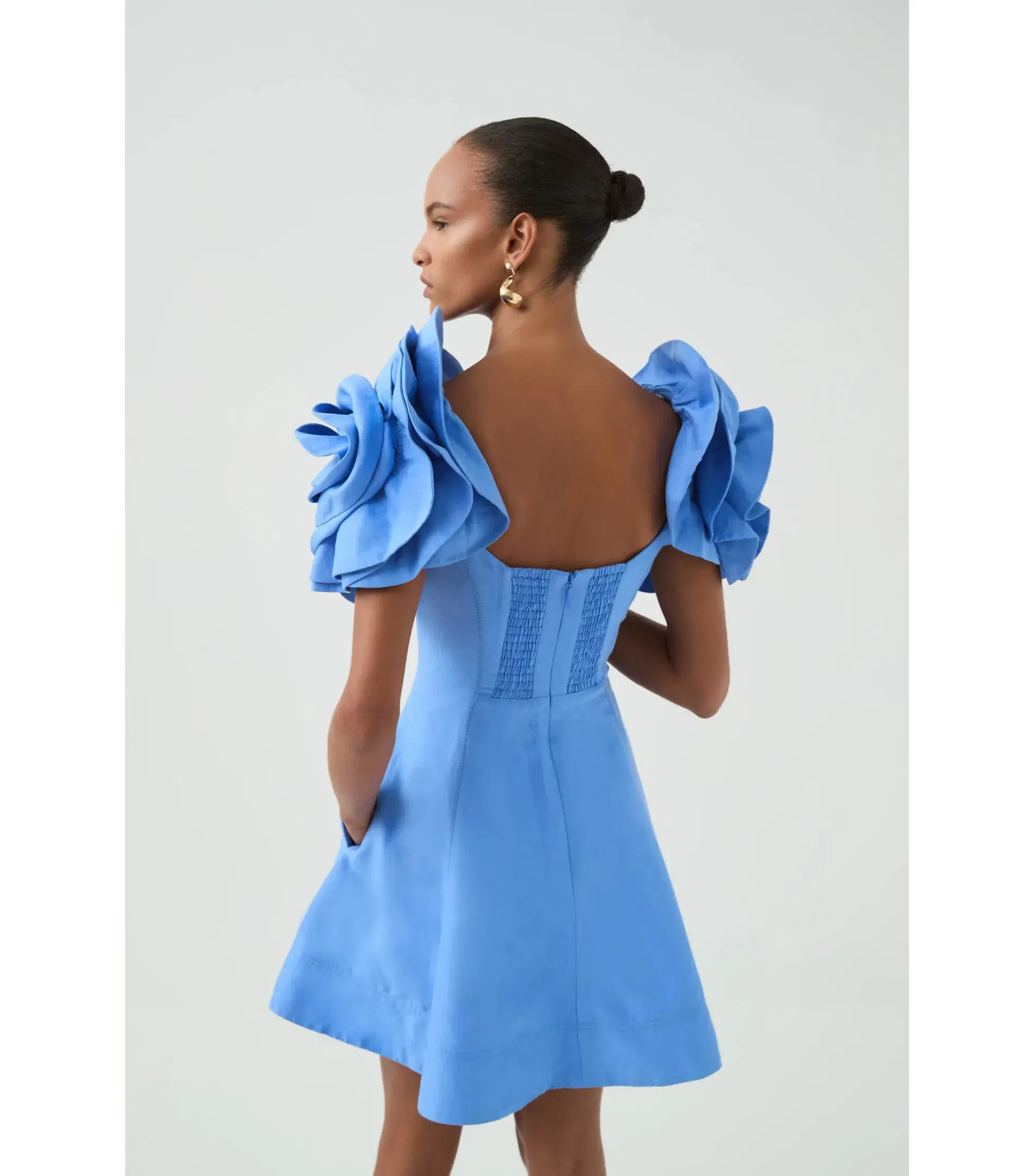 Aje Twyla Mini Dress in Oyster Blue Size AU 8 - Image 5