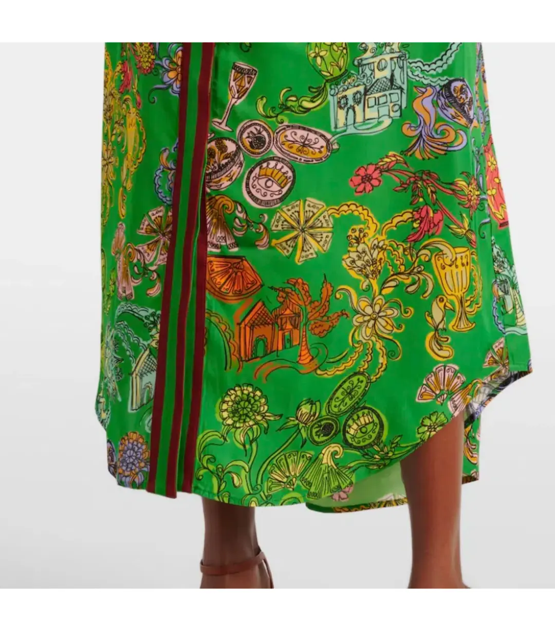 Alemais Fiesta Midi Shirtdress Green Print Size AU 16 for rent on The Volte - main image