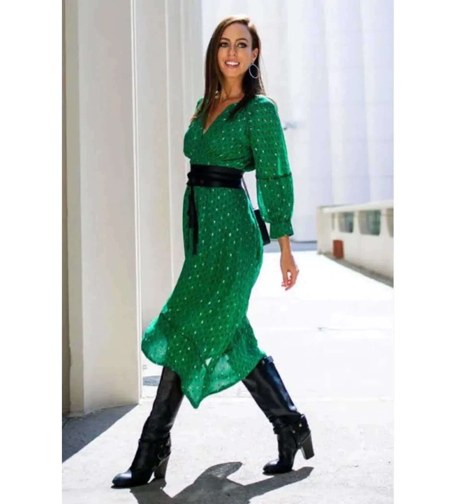 Ba&Sh Cyana Midi Dress Green Print Size 1/AU 8-10 - Image 8