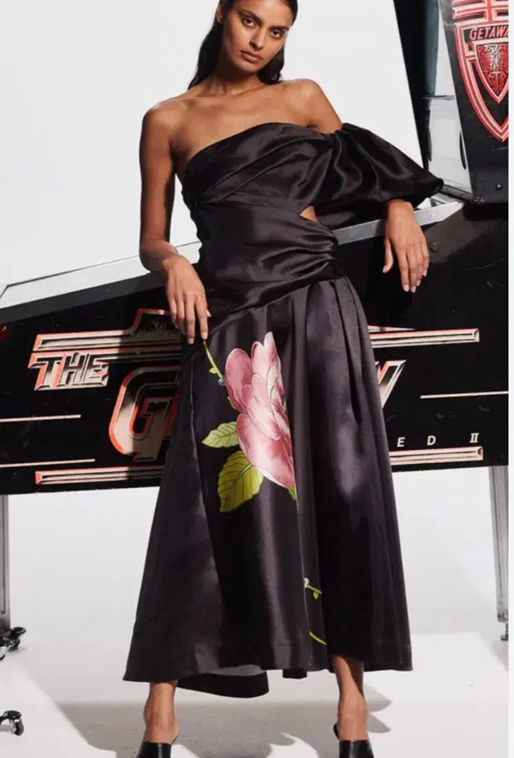Alemais Regent Noir Gown in Black Floral Size AU10 - Image 1
