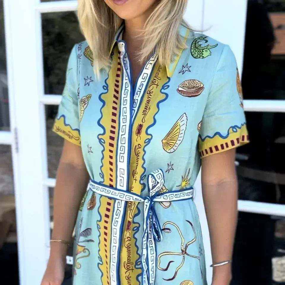 Alemais Surrealist Summer Shirtdress Midi Size Print AU10 /US6 - Image 2