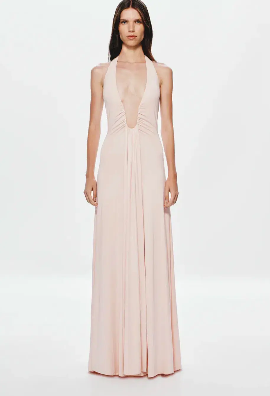 MISHA Jennifer Cupro Maxi Dress in Dusty Pink Size M/AU10 - Image 1
