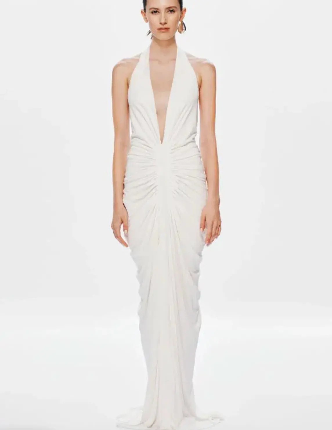 Misha The Venus Gathered Cupro Dress Ivory  Size Xs/Au 6 - Image 5