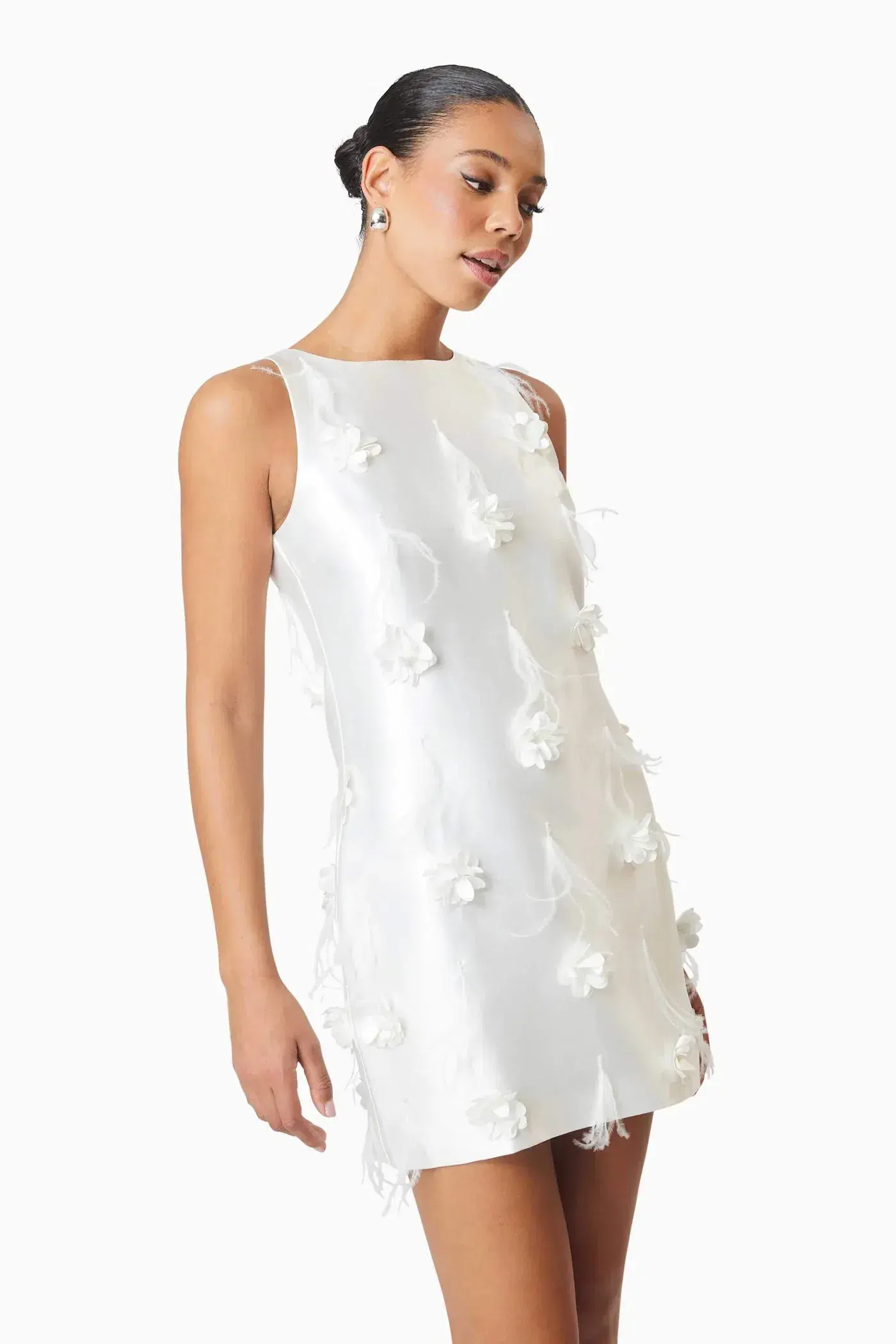 Elliatt Lunaria Satin Mini Dress In White Size Medium Size 10  - Image 5