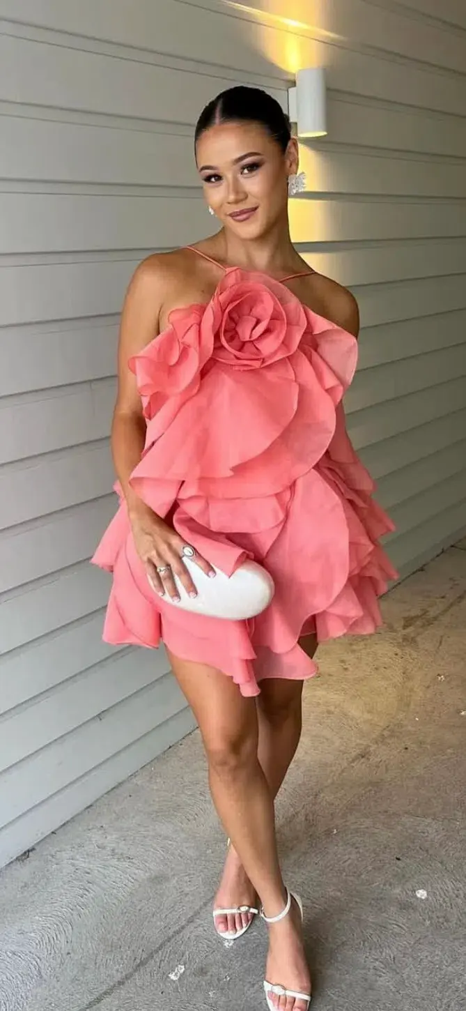 Pandorea Layered Mini Dress Washed Coral Size 10  - Image 3