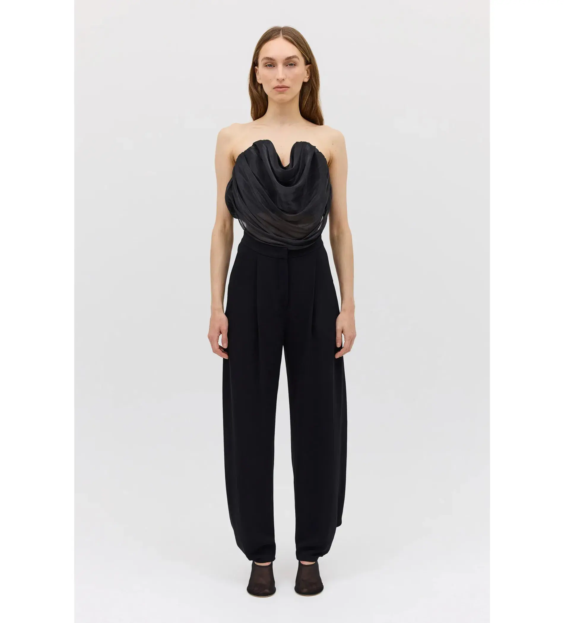 Bianca Spender Liquid Organza Tidal Bustier Top Black Size 10 - Image 1