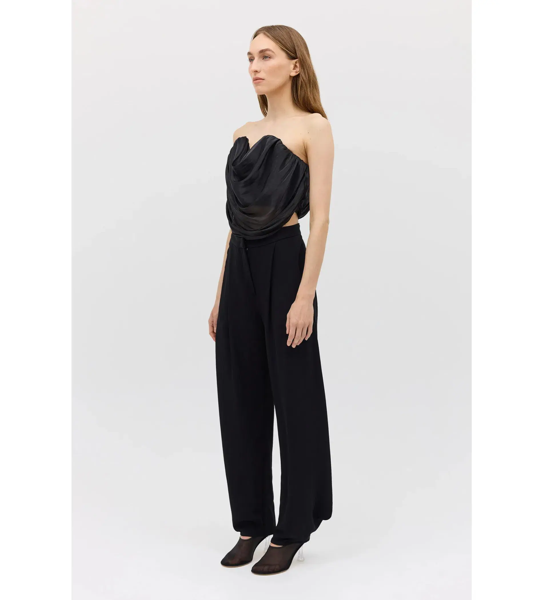 Bianca Spender Liquid Organza Tidal Bustier Top Black Size 10 - Image 3