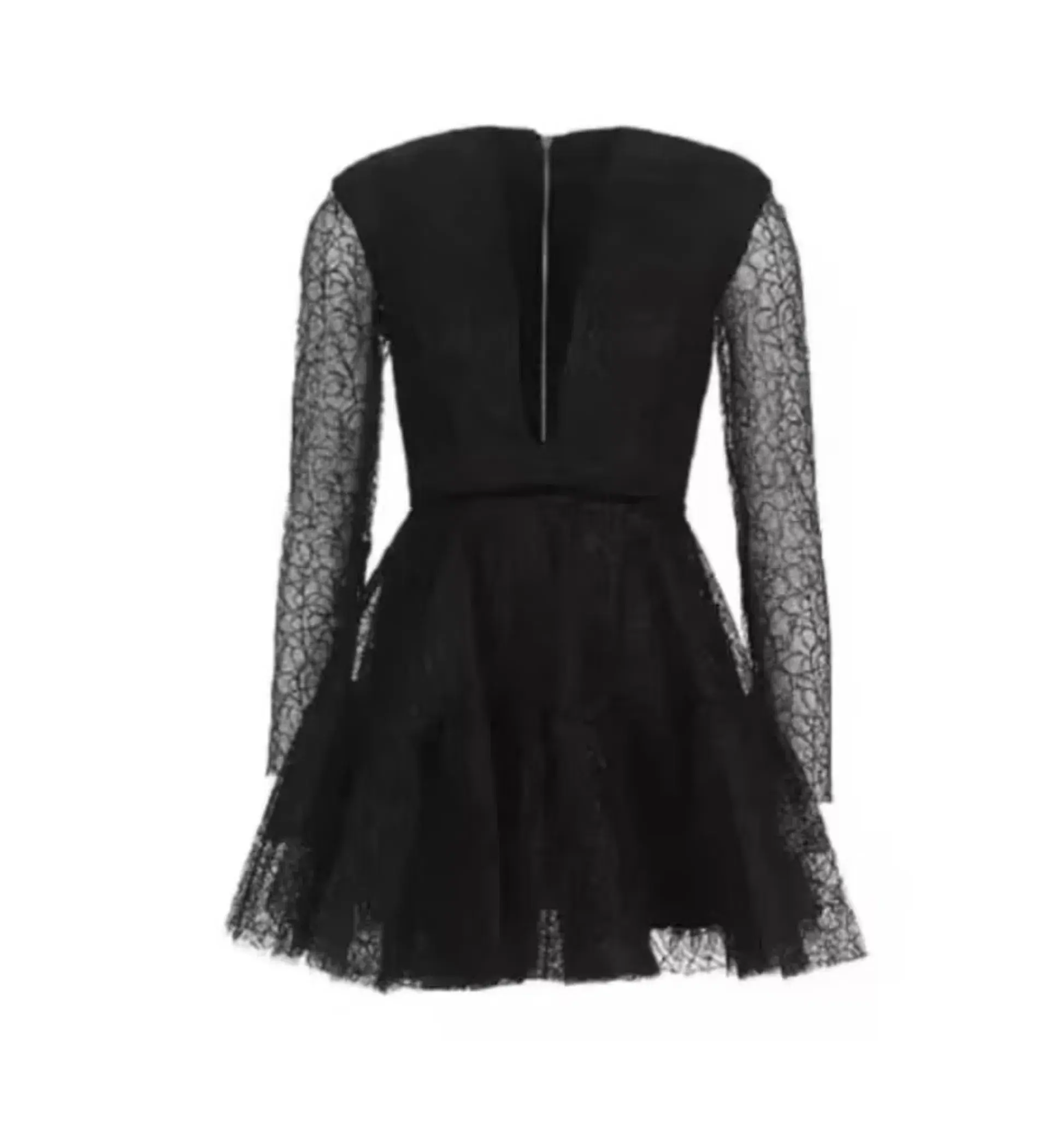 Alex Perry Diana Black Tulle Long Sleeve Mini Dress in Black Tulle Size AU 4  - Image 4