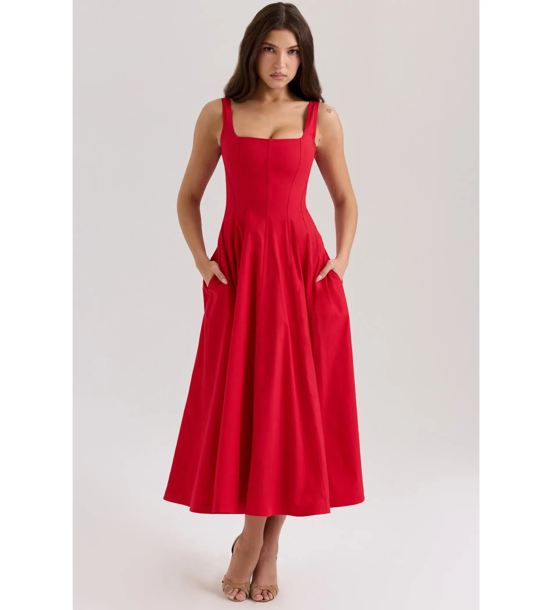 House Of CB Mariabella Long Midi Dress Red Size 14 - Image 2