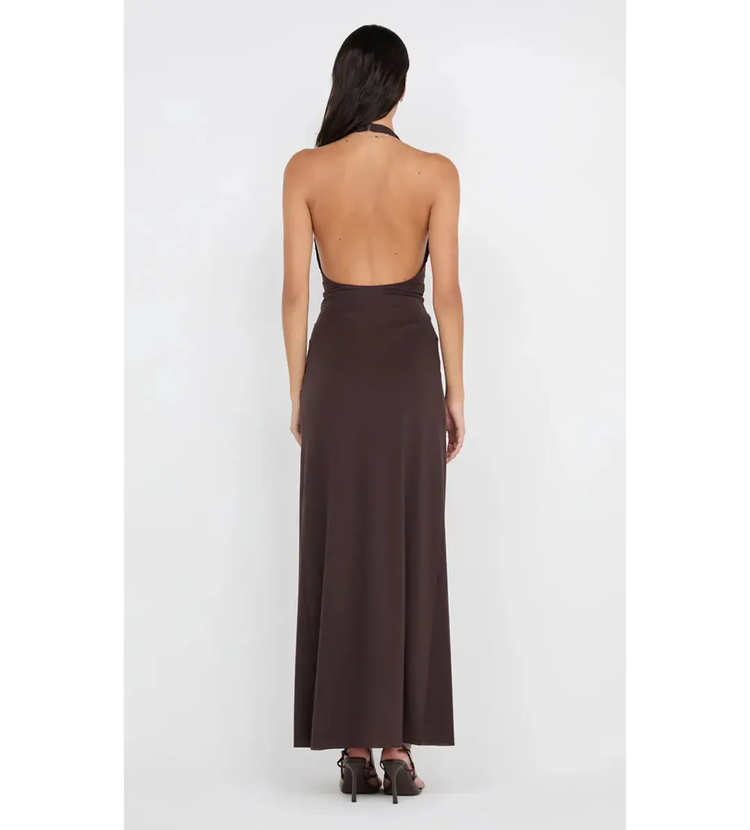 Bec and Bridge Tillie Drape Maxi Dress Dark Chocolate Size 12 for rent on The Volte - main image