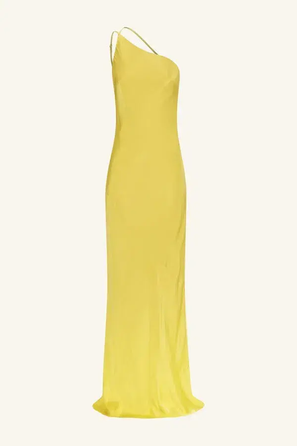 Shona Joy Sofia One Shoulder Cowl Maxi Dress Lime Size 8  for rent on The Volte - main image
