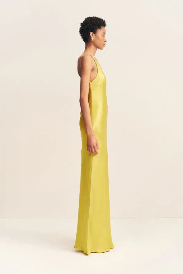 Shona Joy Sofia One Shoulder Cowl Maxi Dress Lime Size 8  - Image 3