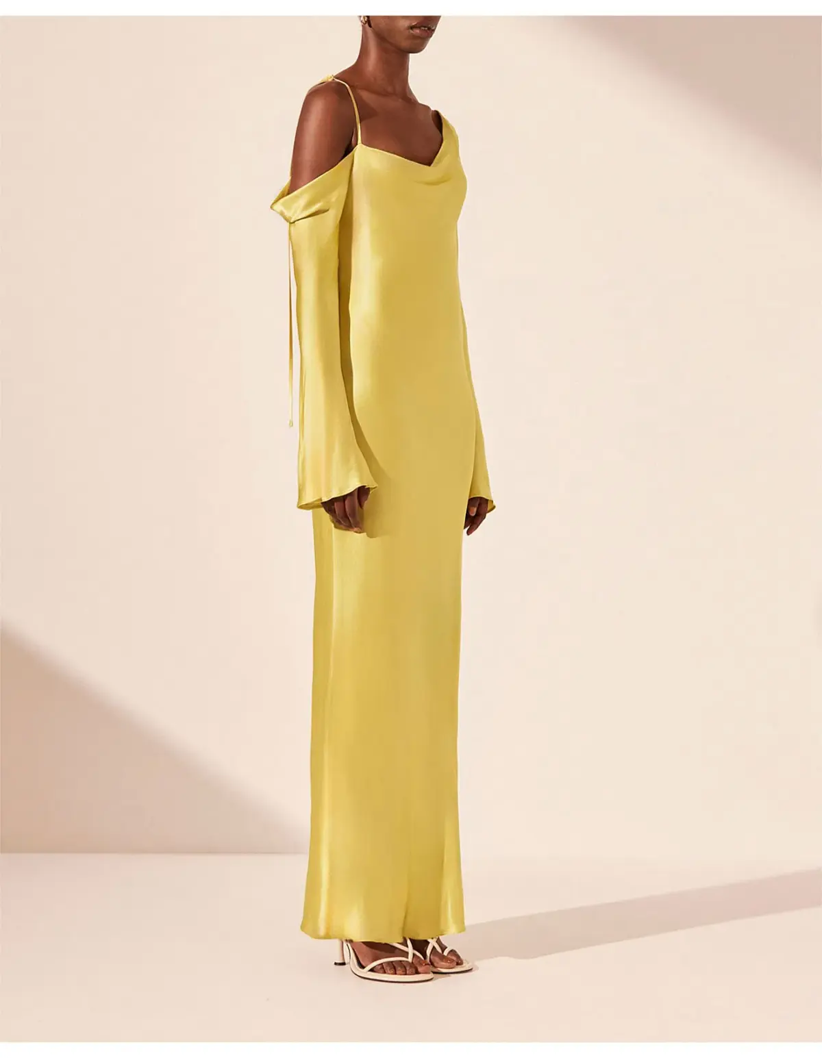 Shona Joy Sofia Asymmetrical Long Sleeve Maxi Dress Lime Size 8 - Image 3