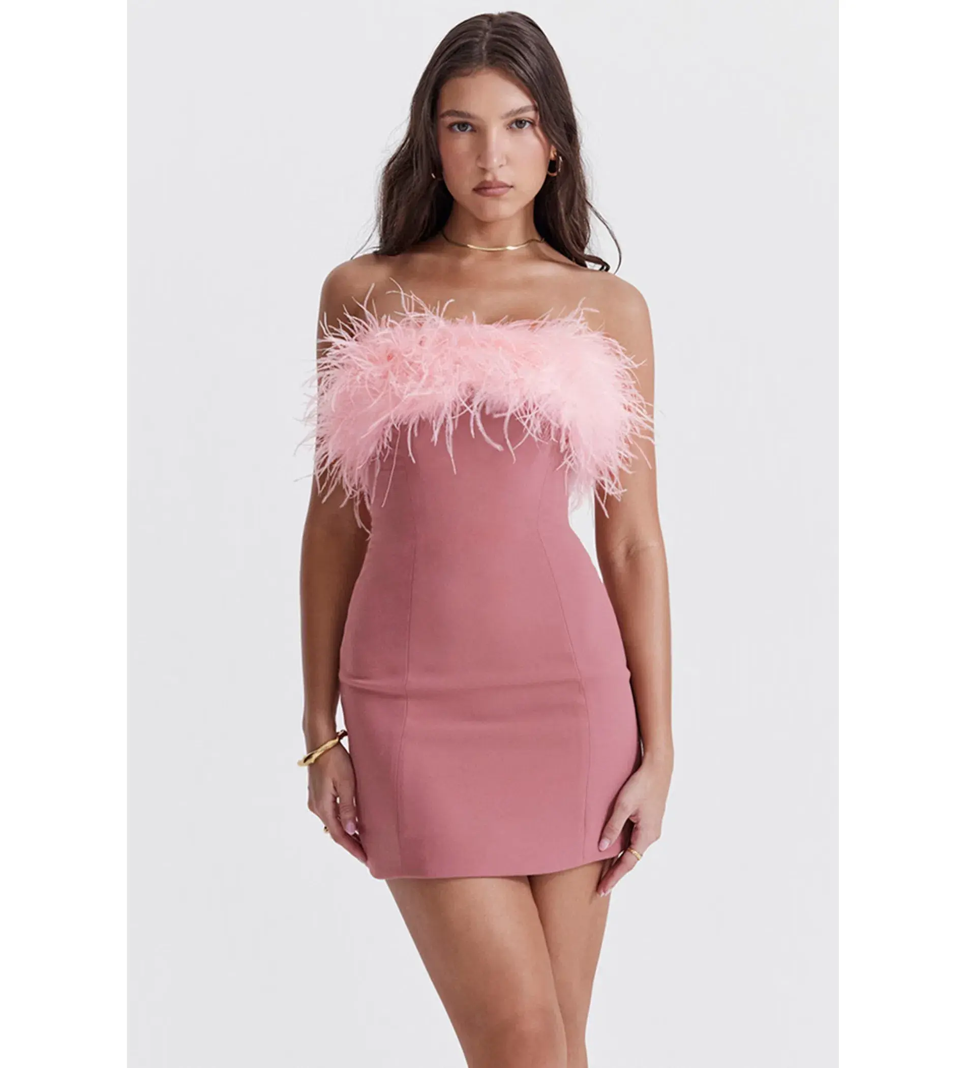 House Of Cb Alexa Warm  Mini Dress Size Pink Feather XS/ AU 6 - Image 2