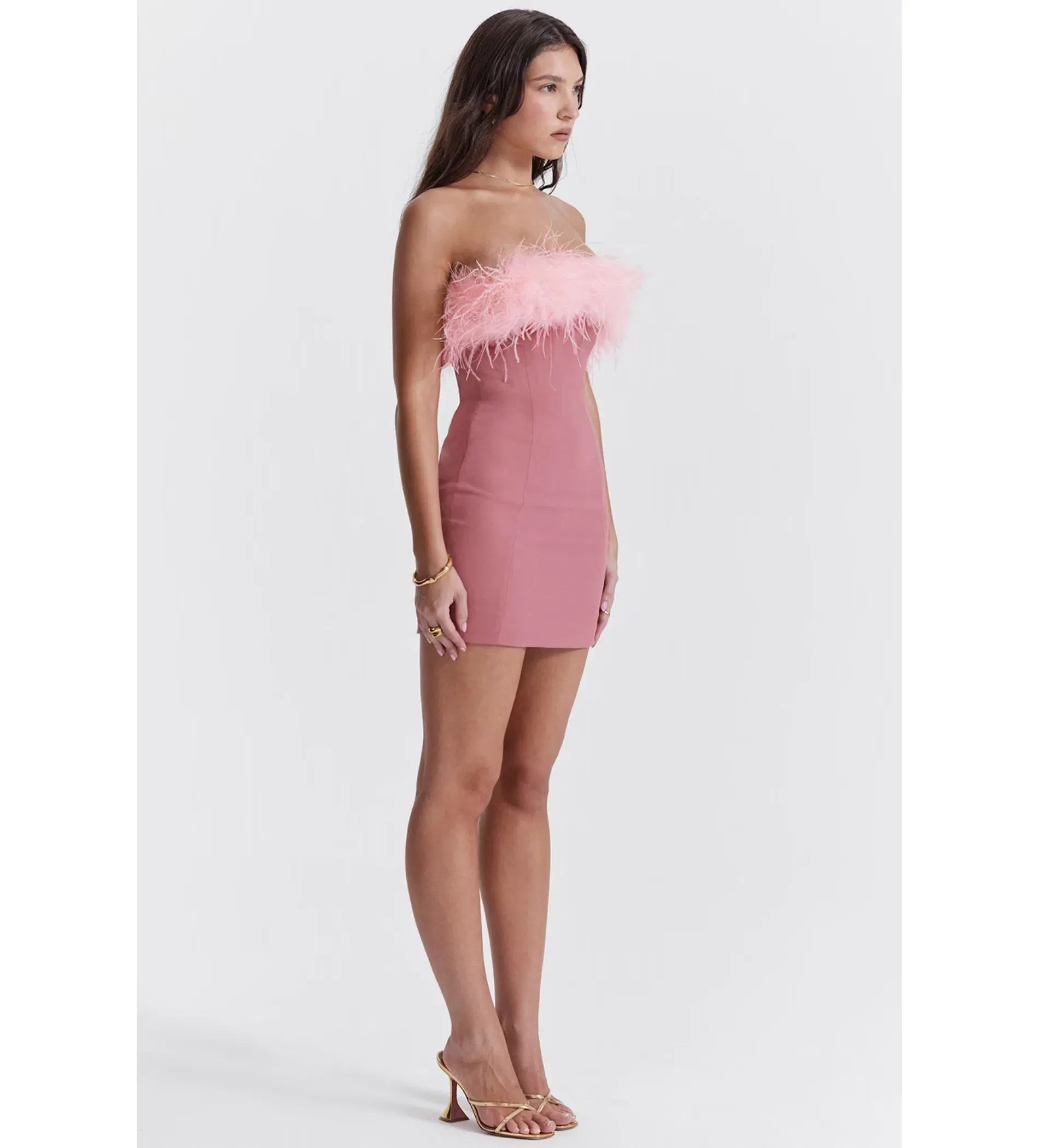 House Of Cb Alexa Warm  Mini Dress Size Pink Feather XS/ AU 6 - Image 5
