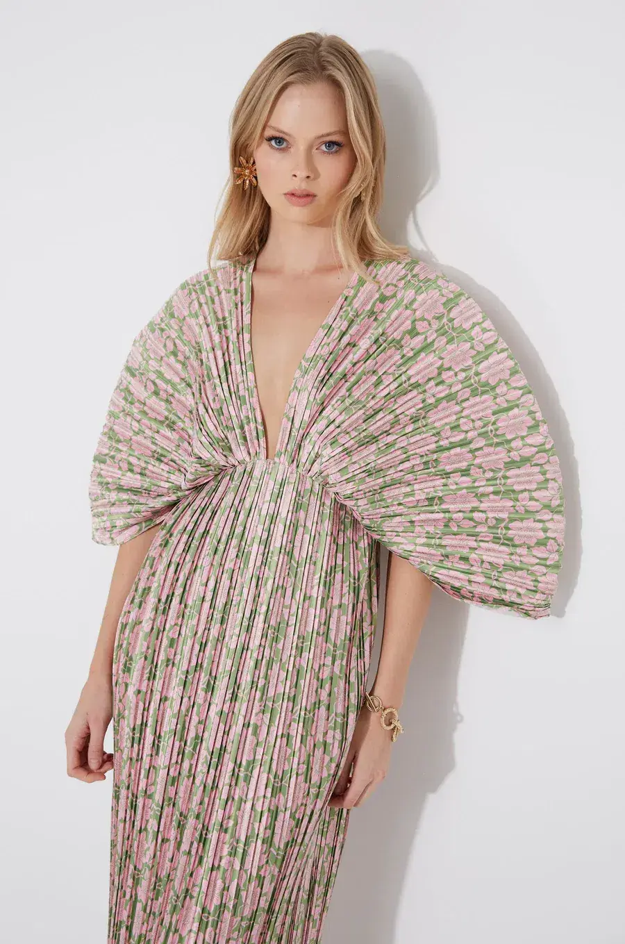 Sonya Moda Gianna Forever Dress Floral Pleated Maxi Size 8 - Image 3
