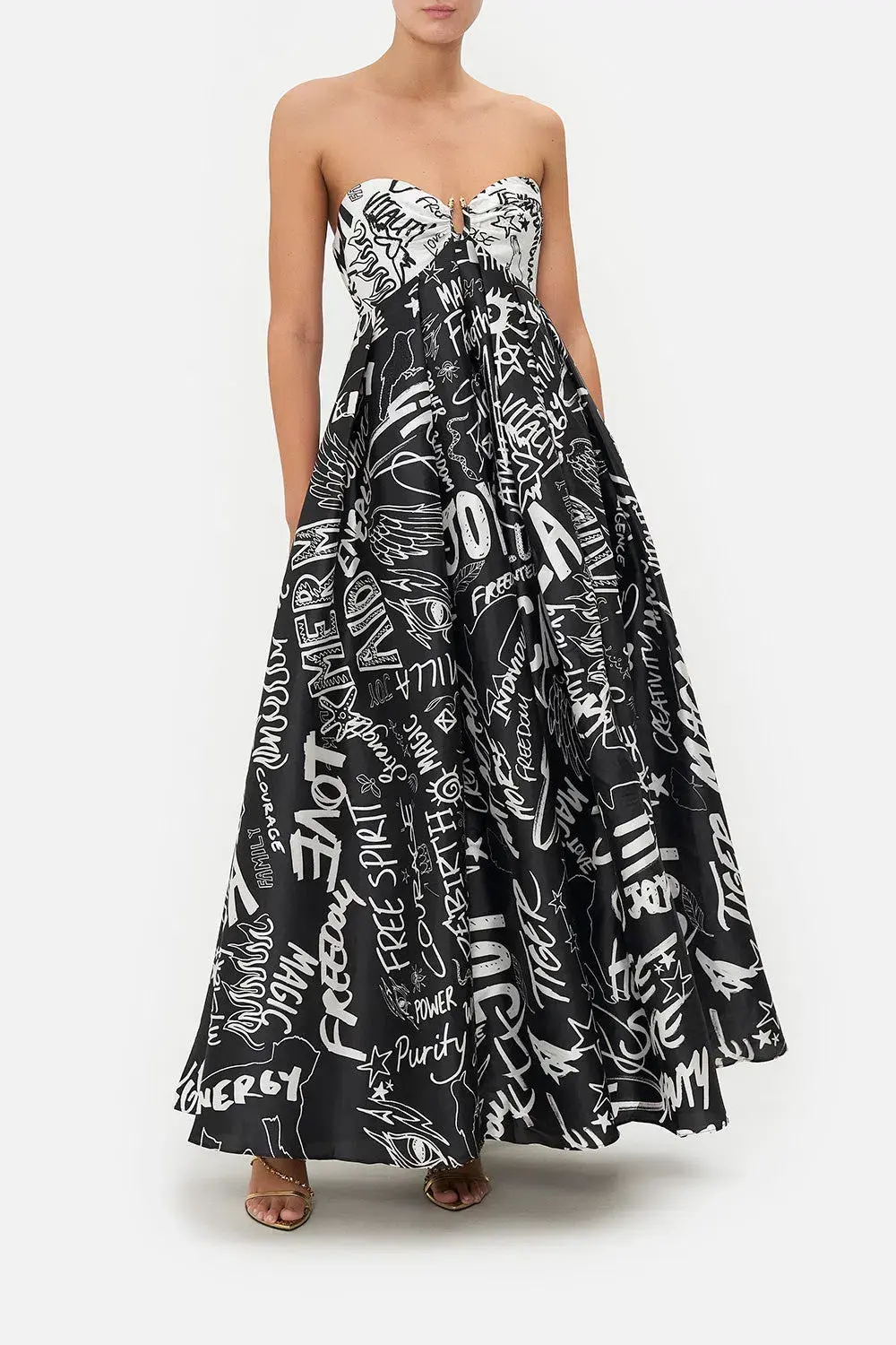 Camilla Strapless Maxi Dress Spirit Scribble Size S / AU 10 - Image 1