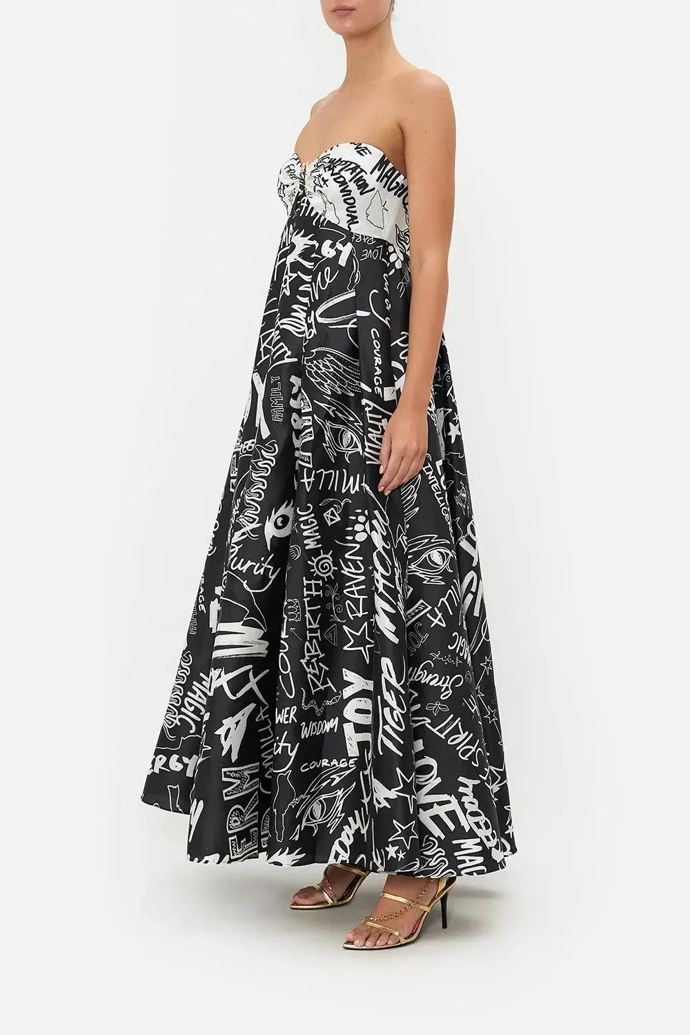 Camilla Strapless Maxi Dress Spirit Scribble Size S / AU 10 for rent on The Volte - main image