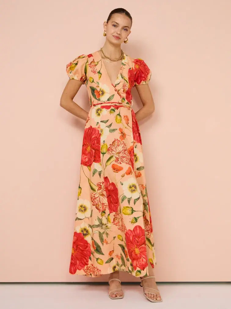 By Nicola Havanna Wrap Maxi Dress Raspberry Punch Size 14 for rent on The Volte - main image
